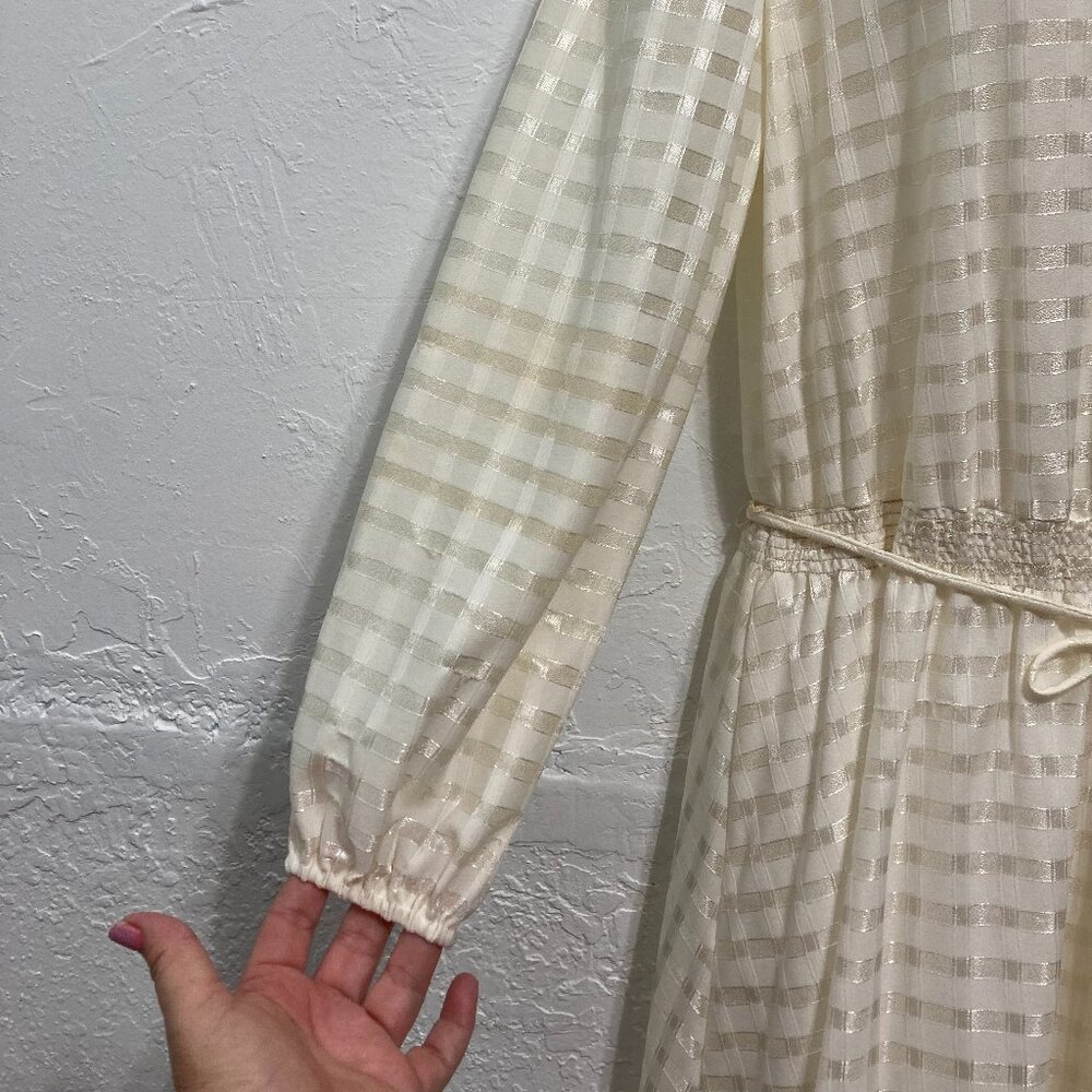 Vintage Sally Petite Knee Length Dress Sheer Coquette Fairy Unlined Cream Dainty - Picture 8 of 11